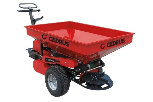 Cedrus CEDRP325E-L Rozsiewacz piasku i nawozów, Loncin G200F, zasobnik 325 l, 3 biegi przód / 1 tył
