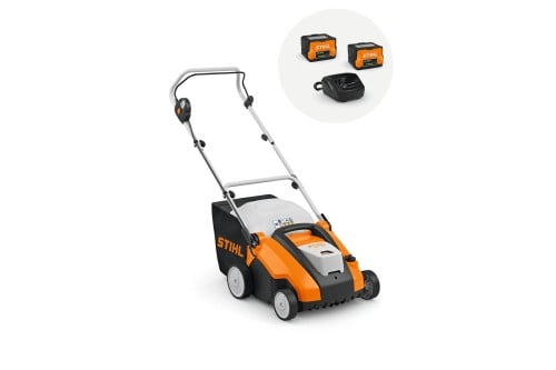 Stihl RLA 240 Wertykulator akumulatorowy, zestaw z 2× akumulatorem AK 30 S i ładowarką AL 101, szerokość robocza 34 cm