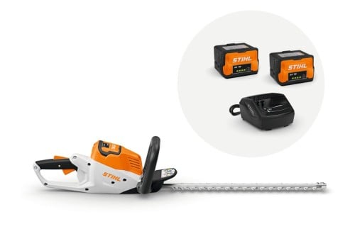 Stihl HSA 50 Nożyce akumulatorowe do żywopłotu, zestaw z 2× akumulatorem AK 20 i ładowarką AL 101, listwa 50 cm