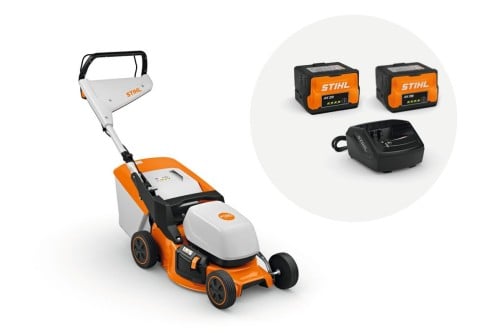Stihl RMA 248 Kosiarka akumulatorowa, zestaw z 2× akumulatorem AK 20 i ładowarką AL 101, szerokość koszenia 46 cm