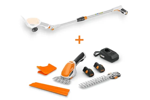 Stihl HSA 26 Akumulatorowe nożyce do żywopłotów, zestaw z dwoma akumulatorami AS2, ładowarką AL1 i wysięgnikiem