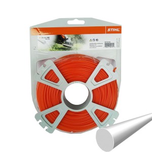 Żyłka Tnąca Okrągła Stihl 2,4mm x 86 m zapakowana na plastikowej szpuli.