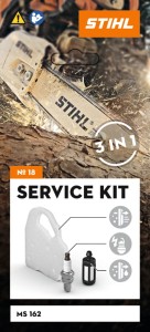 Stihl Zestaw serwisowy nr 18 do MS 162 i MS 172 zawiera filtr, świecę zapłonową i filtr paliwa.