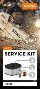 Stihl Zestaw serwisowy nr 17 do MS 500i z filtrem powietrza, świecą zapłonową i filtrem paliwa.
