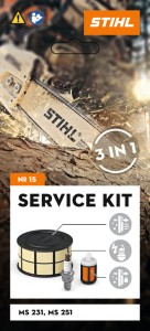 Stihl Zestaw serwisowy nr 15 MS 231, 251: filtr, świeca, akcesoria.