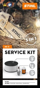 Stihl Zestaw serwisowy nr 11 MS 261, MS 362 (2014-2017), filtr powietrza, świeca zapłonowa i filtr paliwa.