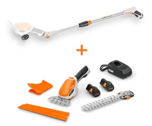 Stihl HSA 26 Akumulatorowe nożyce do żywopłotów, zestaw z dwoma akumulatorami AS2, ładowarką AL1 i wysięgnikiem