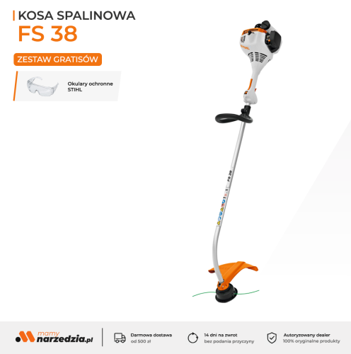 Stihl FS 38 Kosa spalinowa o mocy 0,9 KM i wadze 4,2 kg, z silnikiem 2-MIX oraz uchwytem obwiedniowym