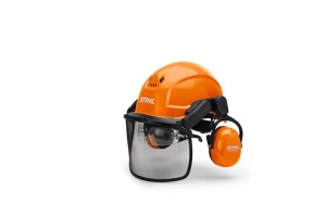 Hełm ochronny Stihl DYNAMIC X-Ergo z siateczką i nausznikami.