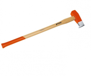 Młot do łupania Stihl AX 30 C z pomarańczową głowicą na białym tle.