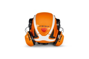 Produkt Stihl Advance X-Climb Hełm ochronny, pomarańczowy hełm ochronny z nausznikami.