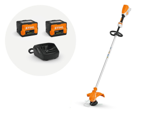 Kosa akumulatorowa Stihl FSA 60 R z dwiema bateriami AK 20 i ładowarką AL 101.