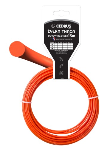 Żyłka tnąca 2.7/15m k okrągła pomarańcz