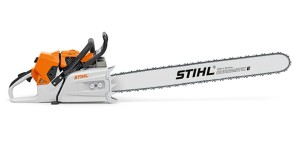Stihl MS 881 Pilarka spalinowa, moc 8,7 KM/6,4 KW, widok boczny.