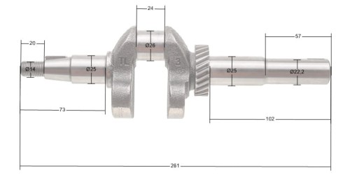 Wał korbowy Loncin 1P61FE LC1P65FE(B) 62 mm CZĘŚĆ ORYGINALNA