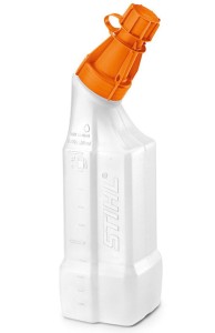 Stihl 1l Kanister biały z pomarańczową nakrętką.