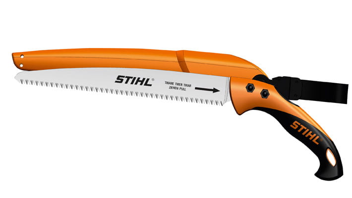 Piła sadownicza Stihl PR 24 z pomarańczową osłoną.