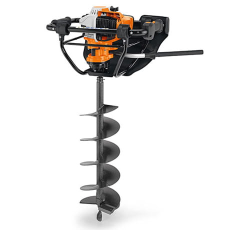 Jednoosobowy świder glebowy Stihl BT 131 z silnikiem 4-MIX i hamulcem QuickStop.