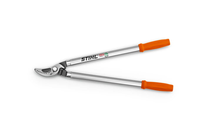 Stihl Bypass PB 10 Sekator do gałęzi z pomarańczowymi rączkami.