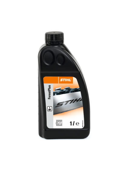 Stihl Forest Plus 1L, olej do smarowania łańcucha w czarnej plastikowej butelce.