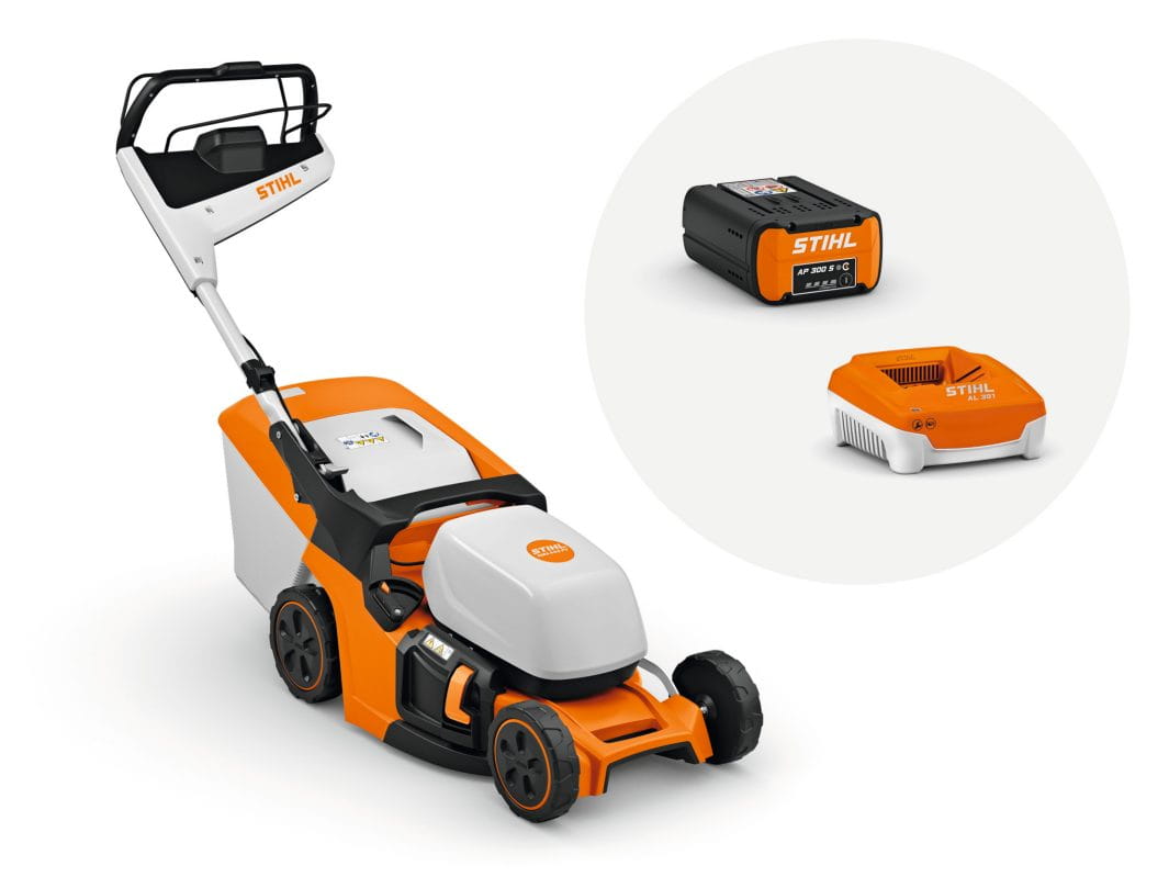 Kosiarka akumulatorowa Stihl RMA 443.3 PV z zestawem akumulatora AP 300 S i ładowarką AL 301.
