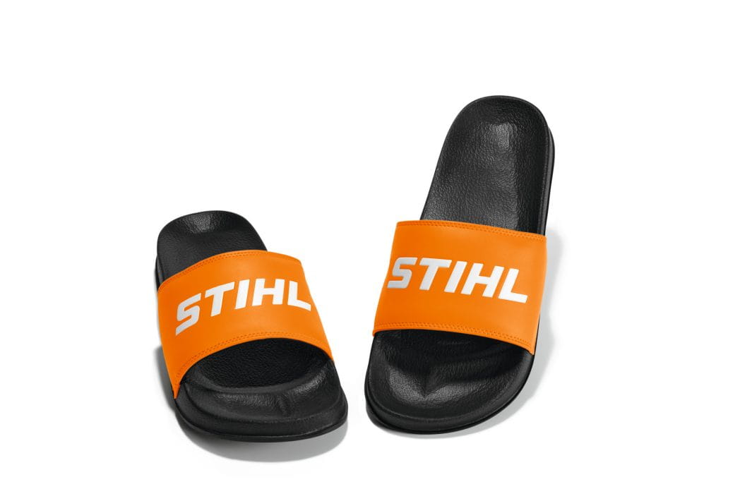 Stihl Klapki basenowe, rozm. 42-43, czarne z pomarańczowym paskiem.