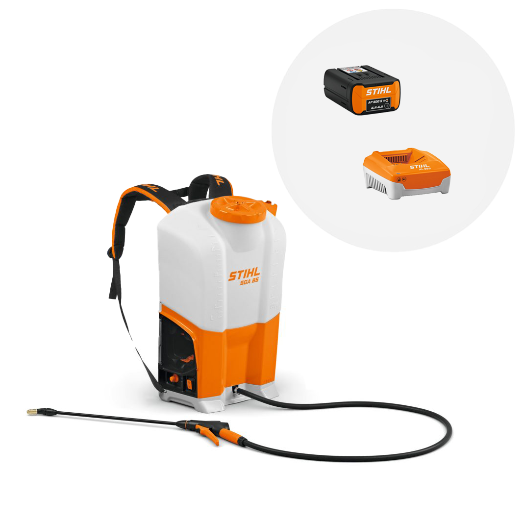 Stihl SGA 85 Akumulatorowy opryskiwacz z akumulatorem AP 200 i ładowarką AL 101.
