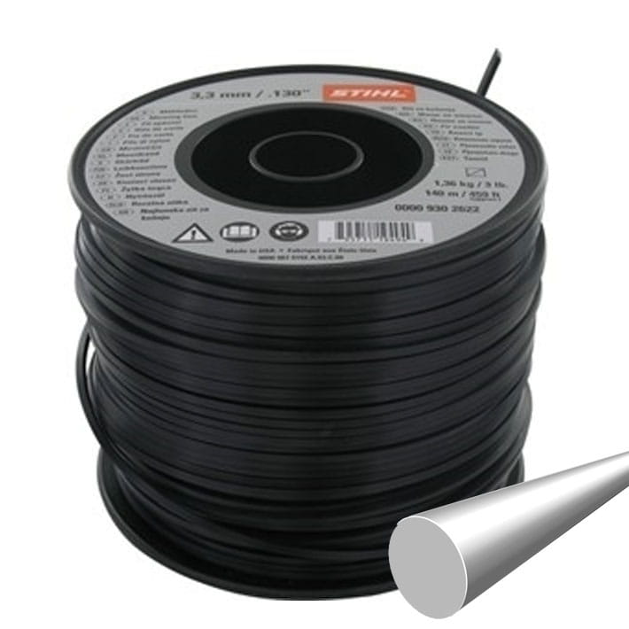Stihl Żyłka tnąca okrągły Ø 3,3 mm x 228,0 m na czarnej szpuli.