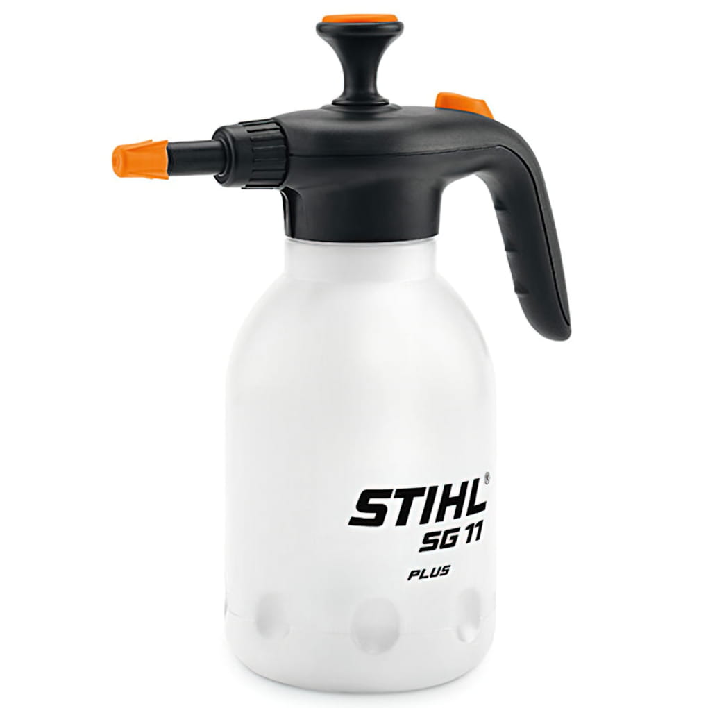 Stihl SG 11 PLUS Opryskiwacz ręczny, 1,5l z czarną głowicą i pomarańczowymi elementami.